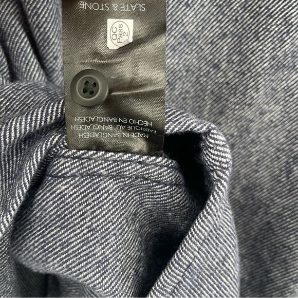 SLATE & STONE Heavy Flannel Shirt Jacket Shacket Twill Dark Blue Medium NWOT - Picture 14 of 15